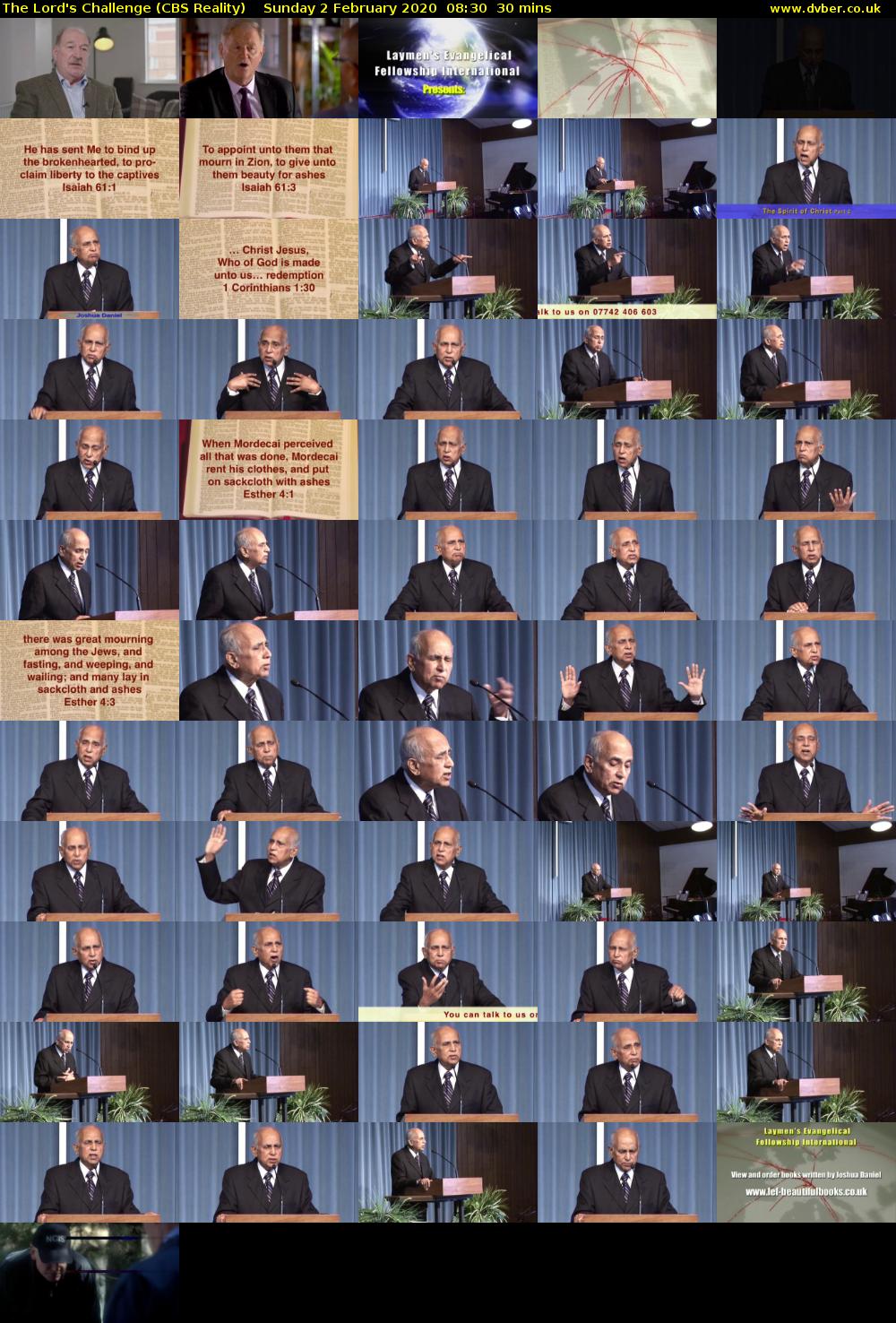 The Lord's Challenge (CBS Reality) Sunday 2 February 2020 08:30 - 09:00