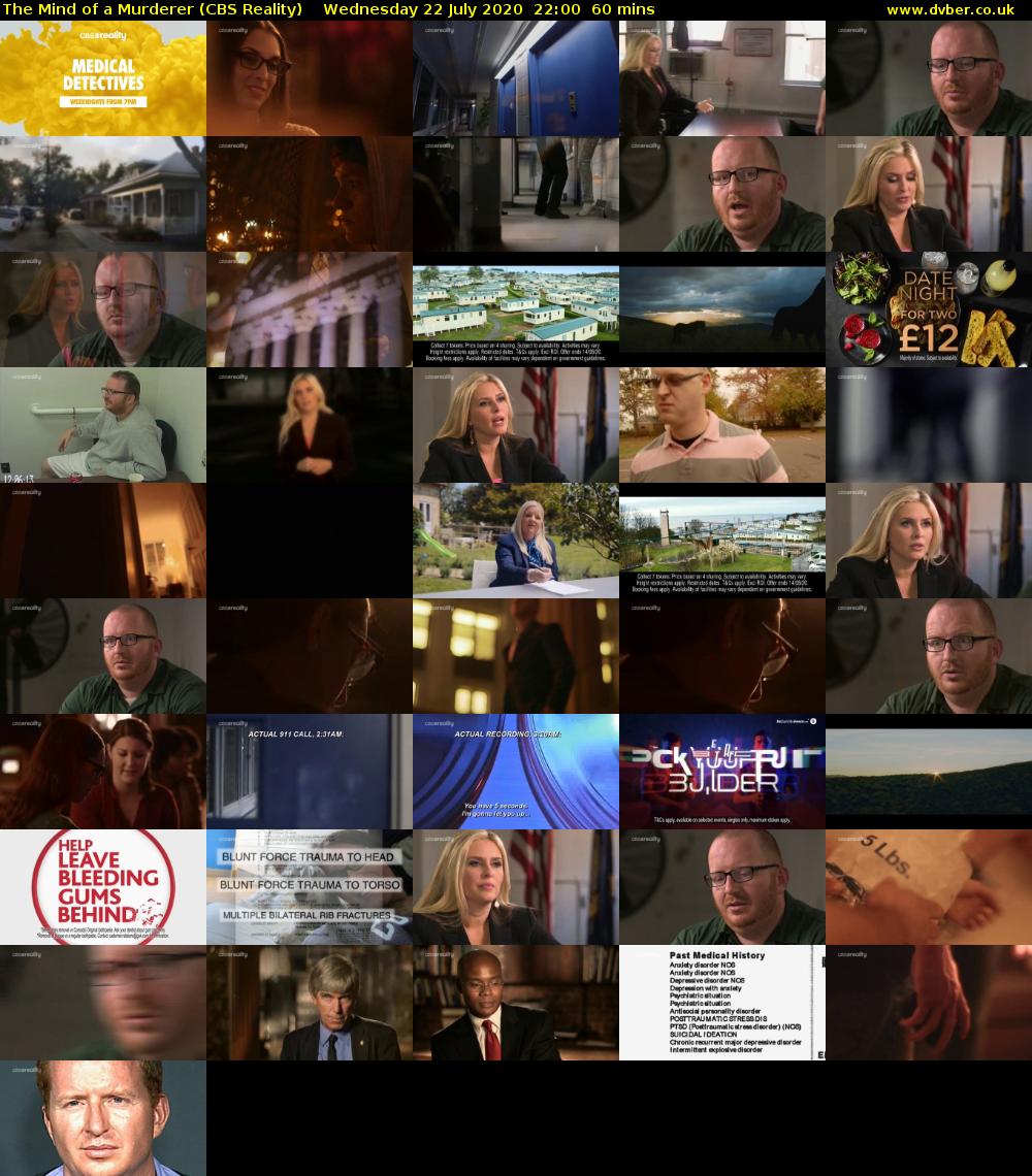 The Mind of a Murderer (CBS Reality) Wednesday 22 July 2020 22:00 - 23:00