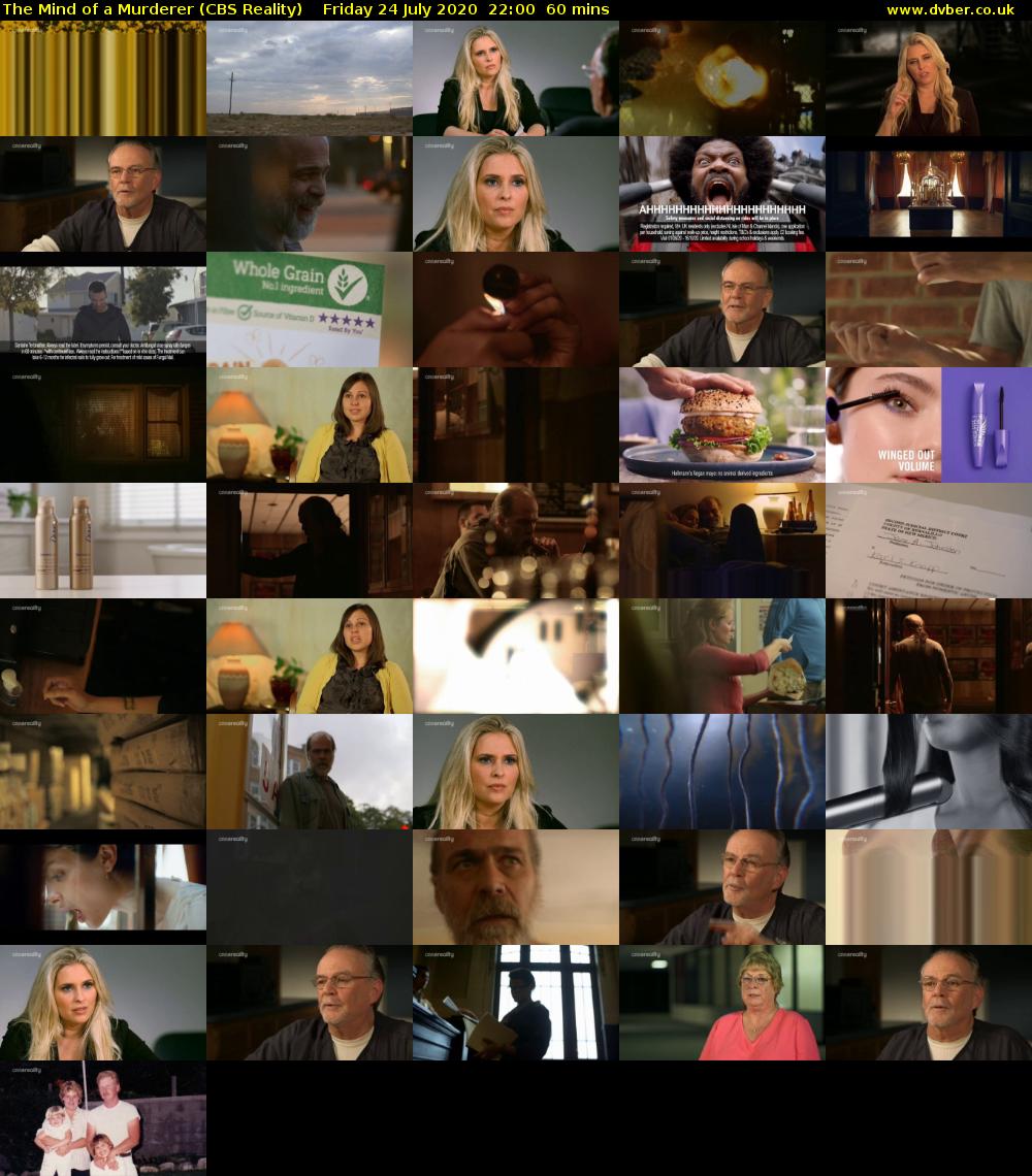The Mind of a Murderer (CBS Reality) Friday 24 July 2020 22:00 - 23:00