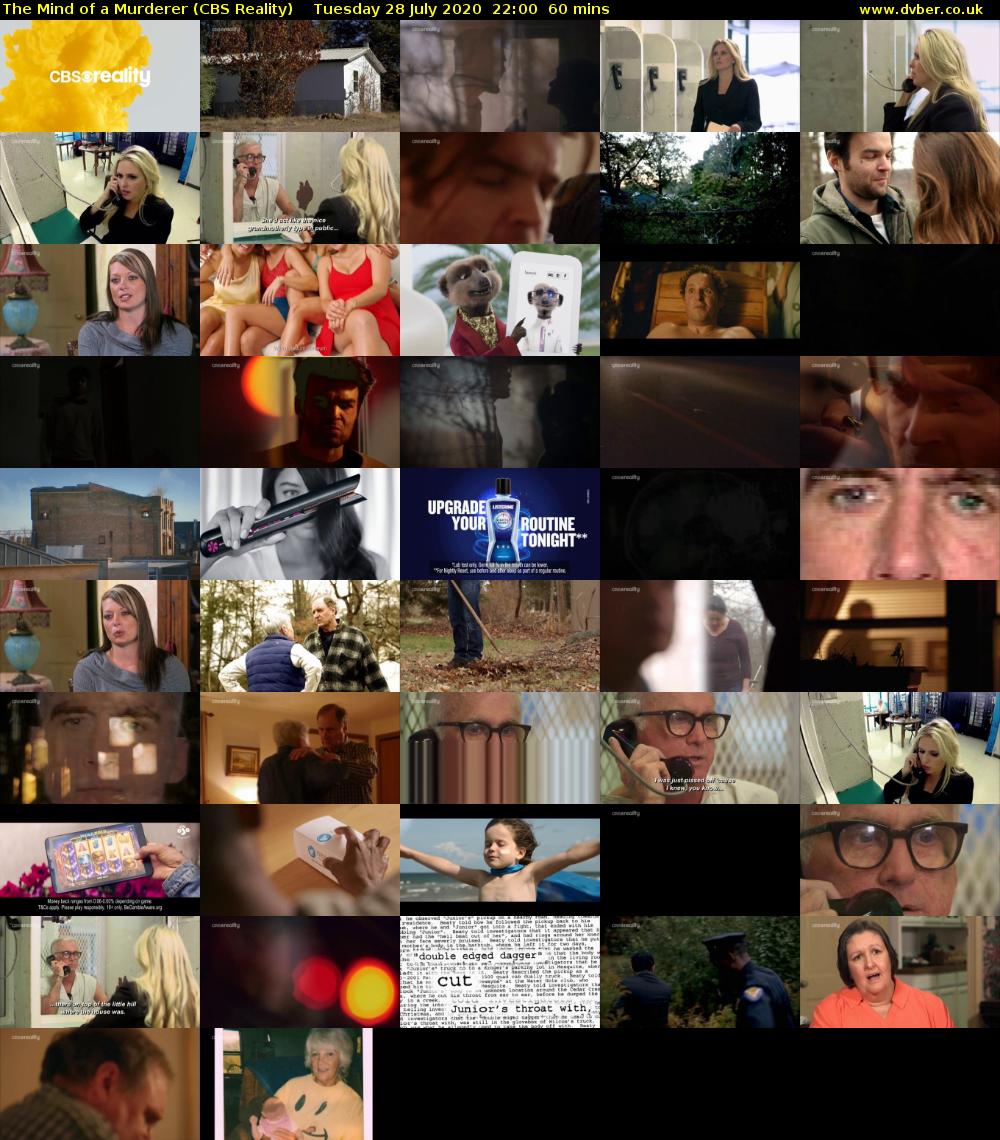 The Mind of a Murderer (CBS Reality) Tuesday 28 July 2020 22:00 - 23:00