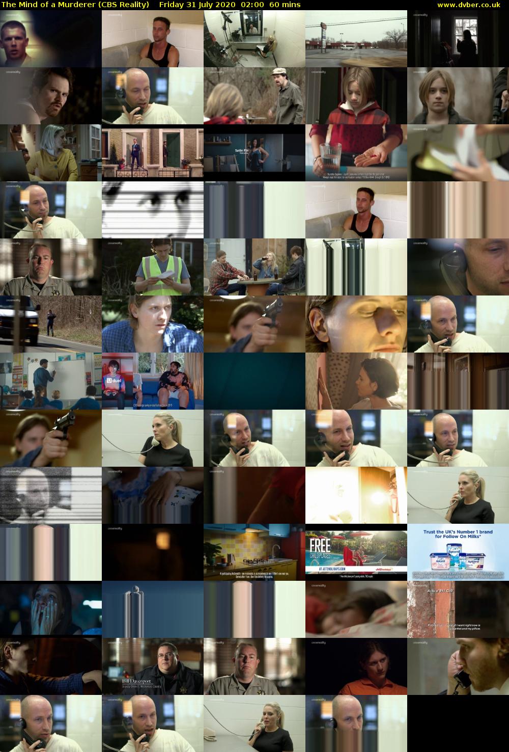 The Mind of a Murderer (CBS Reality) Friday 31 July 2020 02:00 - 03:00
