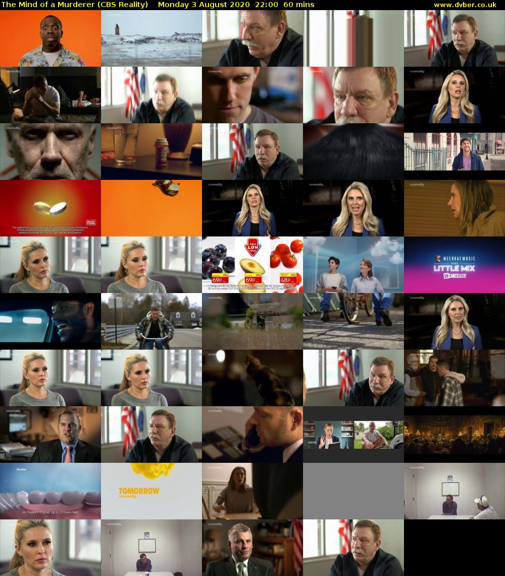 The Mind of a Murderer (CBS Reality) Monday 3 August 2020 22:00 - 23:00