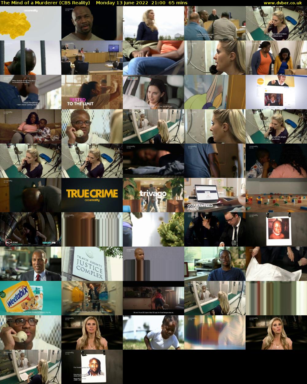 The Mind of a Murderer (CBS Reality) Monday 13 June 2022 21:00 - 22:05
