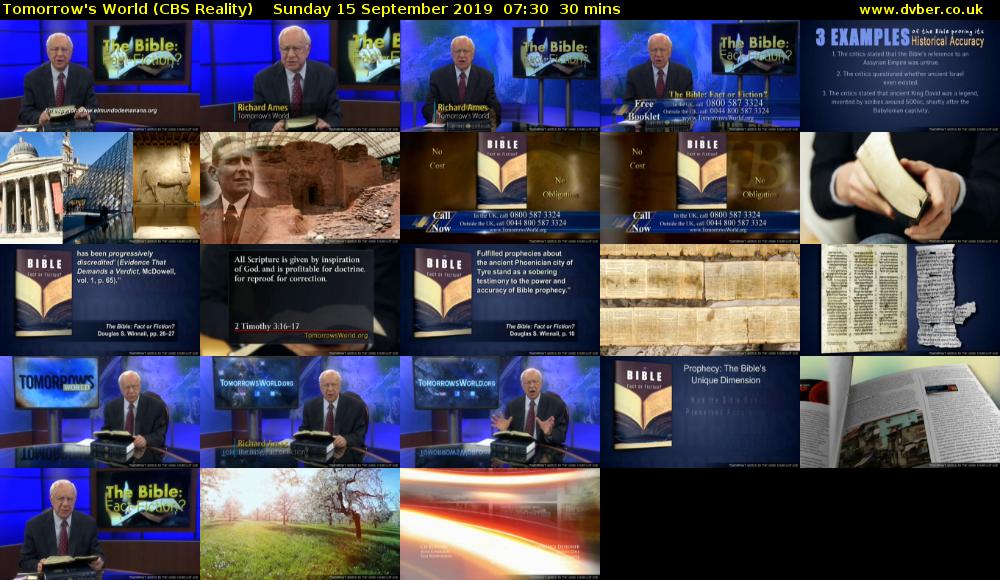 Tomorrow's World (CBS Reality) Sunday 15 September 2019 07:30 - 08:00