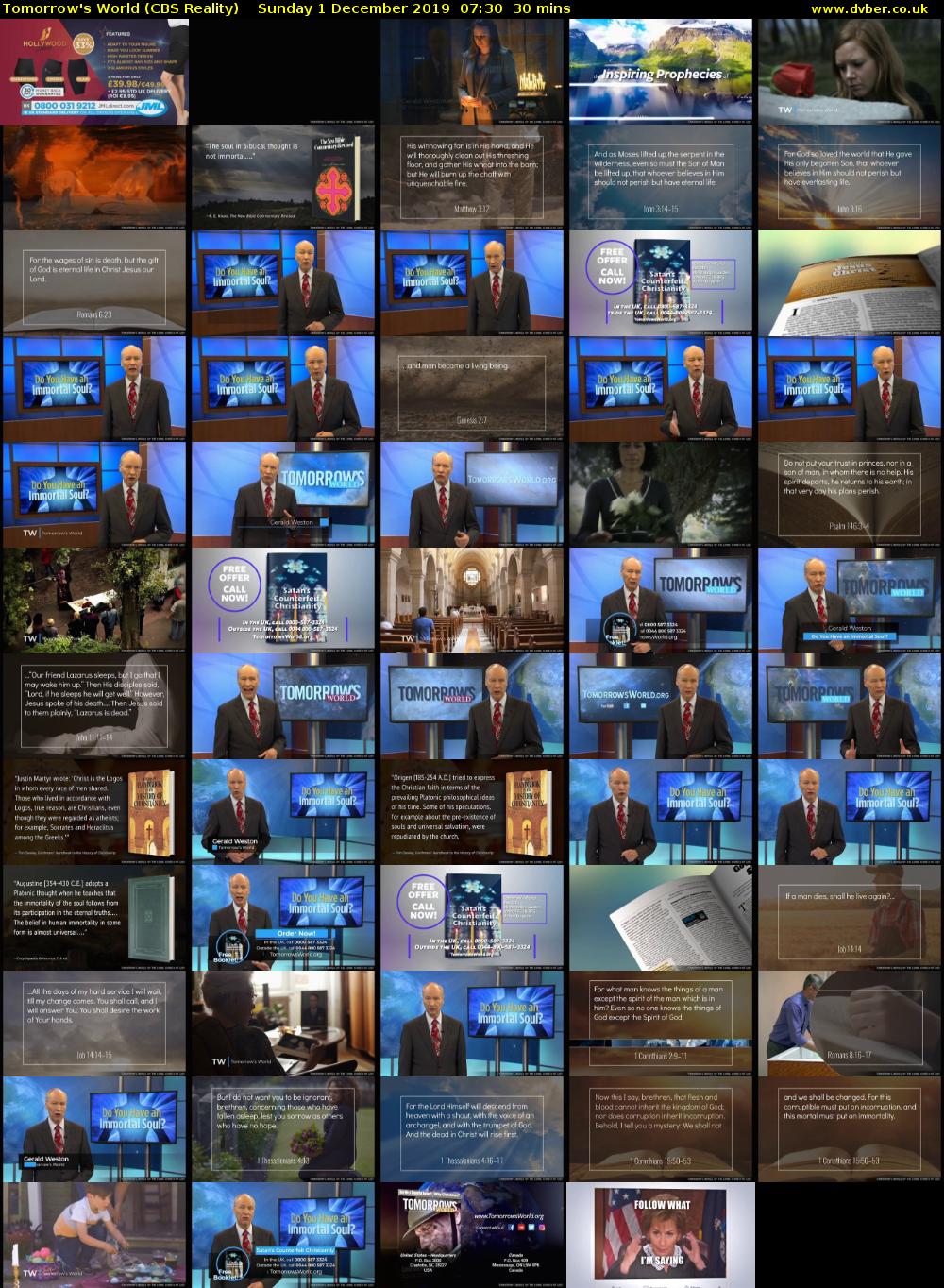 Tomorrow's World (CBS Reality) Sunday 1 December 2019 07:30 - 08:00