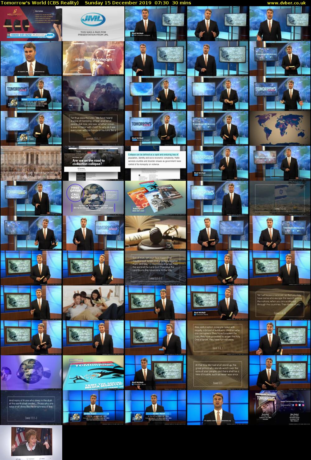 Tomorrow's World (CBS Reality) Sunday 15 December 2019 07:30 - 08:00