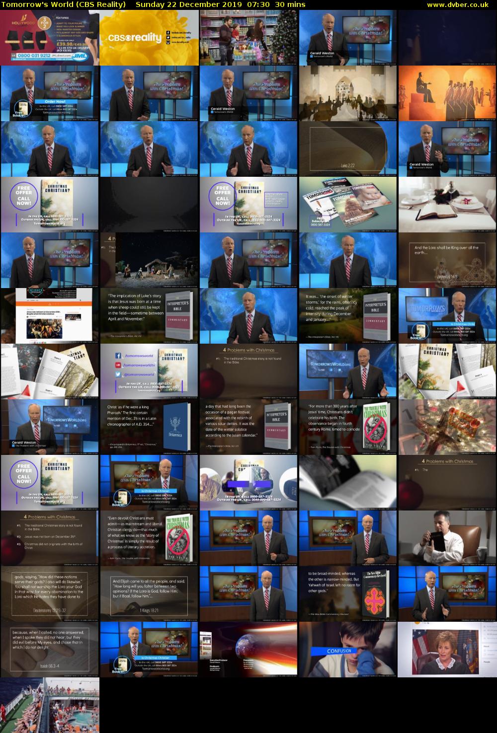 Tomorrow's World (CBS Reality) Sunday 22 December 2019 07:30 - 08:00