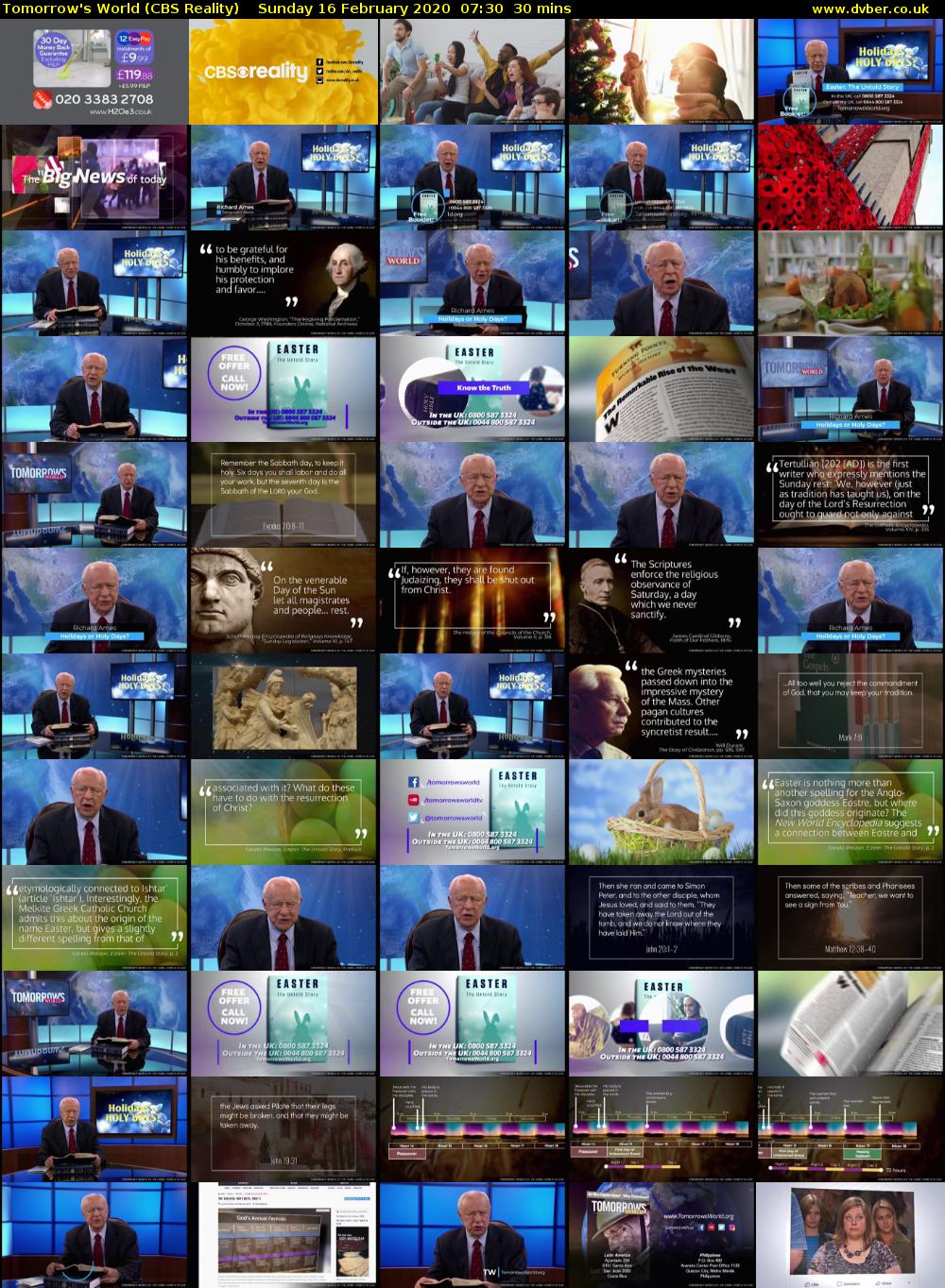 Tomorrow's World (CBS Reality) Sunday 16 February 2020 07:30 - 08:00