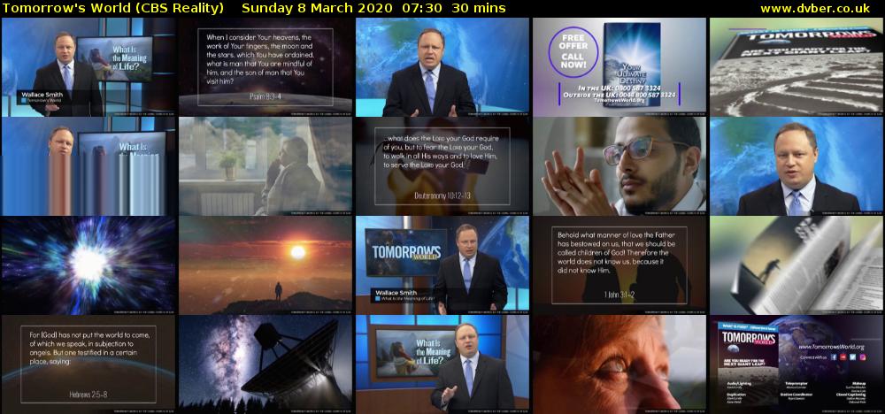 Tomorrow's World (CBS Reality) Sunday 8 March 2020 07:30 - 08:00