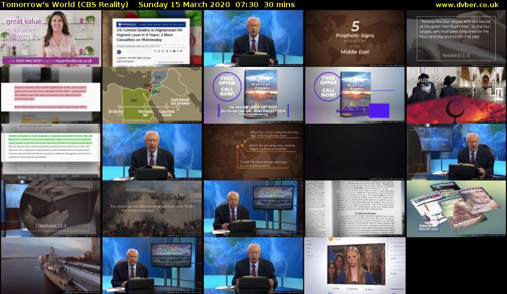 Tomorrow's World (CBS Reality) Sunday 15 March 2020 07:30 - 08:00