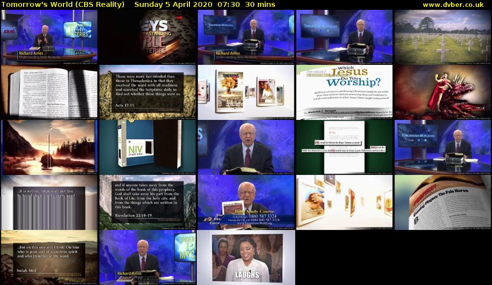 Tomorrow's World (CBS Reality) Sunday 5 April 2020 07:30 - 08:00