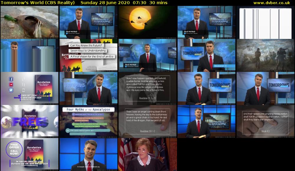 Tomorrow's World (CBS Reality) Sunday 28 June 2020 07:30 - 08:00