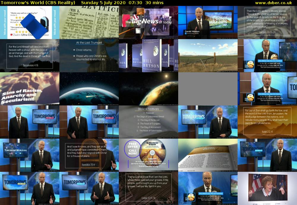 Tomorrow's World (CBS Reality) Sunday 5 July 2020 07:30 - 08:00