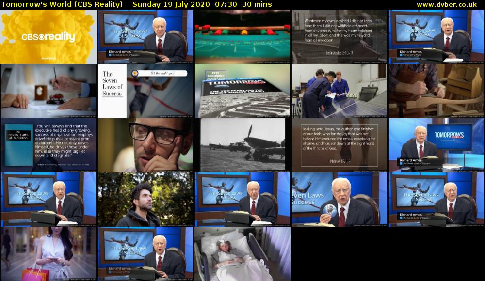 Tomorrow's World (CBS Reality) Sunday 19 July 2020 07:30 - 08:00