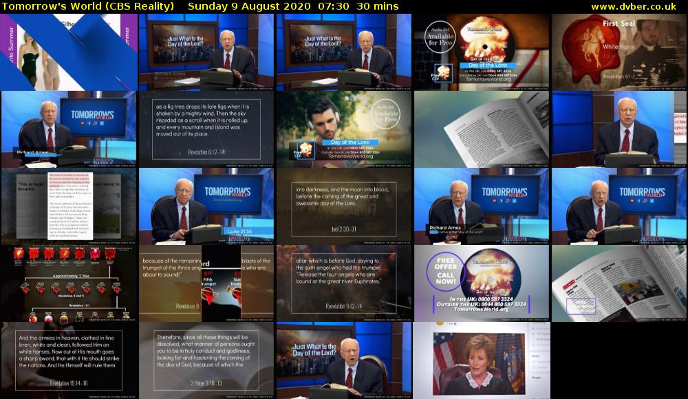 Tomorrow's World (CBS Reality) Sunday 9 August 2020 07:30 - 08:00