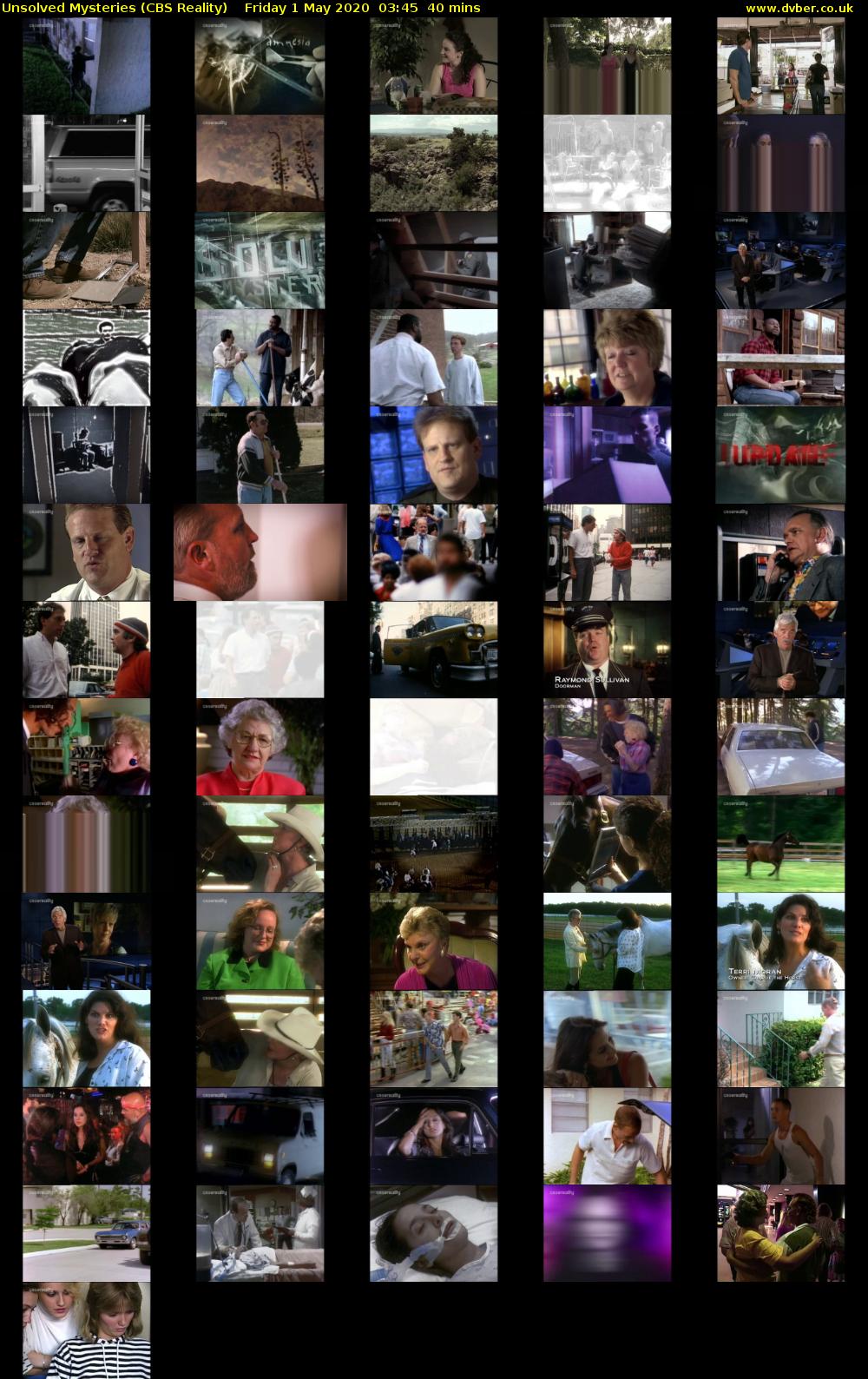 Unsolved Mysteries (CBS Reality) Friday 1 May 2020 03:45 - 04:25