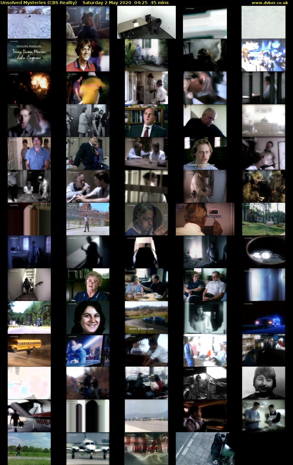 Unsolved Mysteries (CBS Reality) Saturday 2 May 2020 04:25 - 05:10