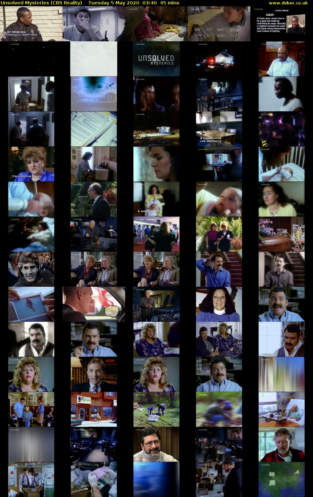 Unsolved Mysteries (CBS Reality) Tuesday 5 May 2020 03:40 - 04:25