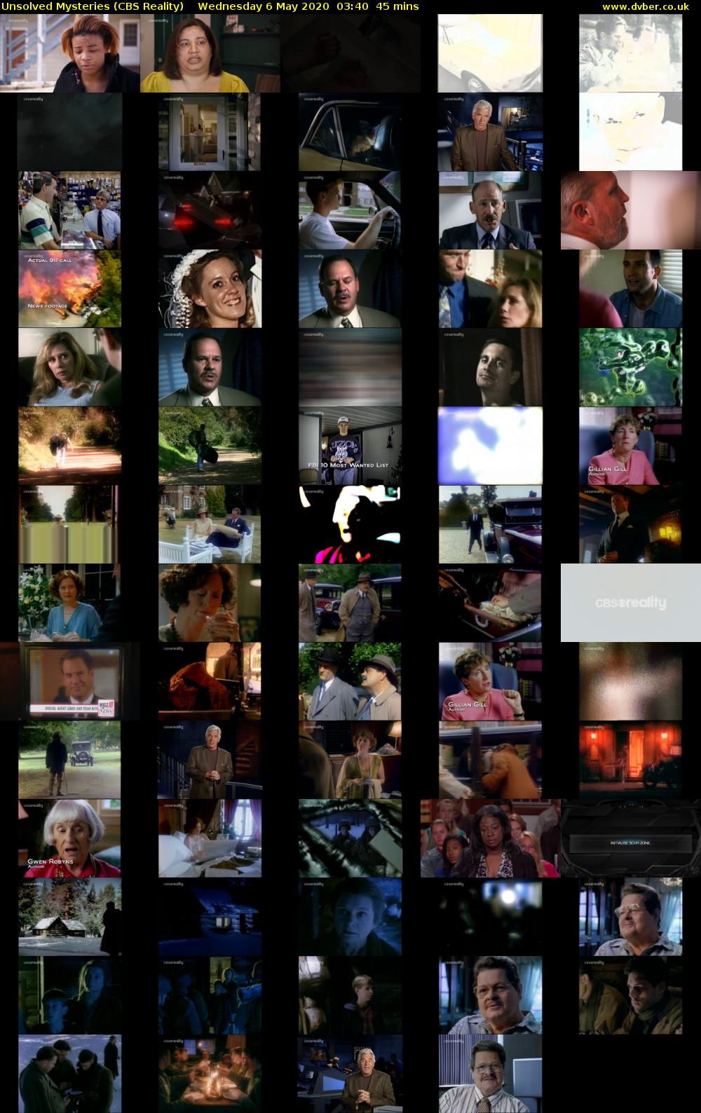 Unsolved Mysteries (CBS Reality) Wednesday 6 May 2020 03:40 - 04:25