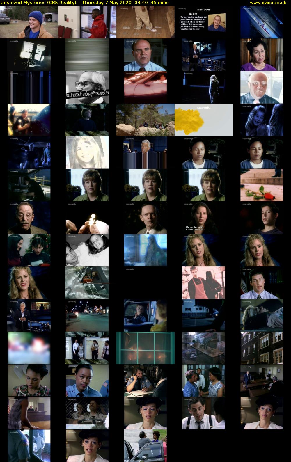 Unsolved Mysteries (CBS Reality) Thursday 7 May 2020 03:40 - 04:25