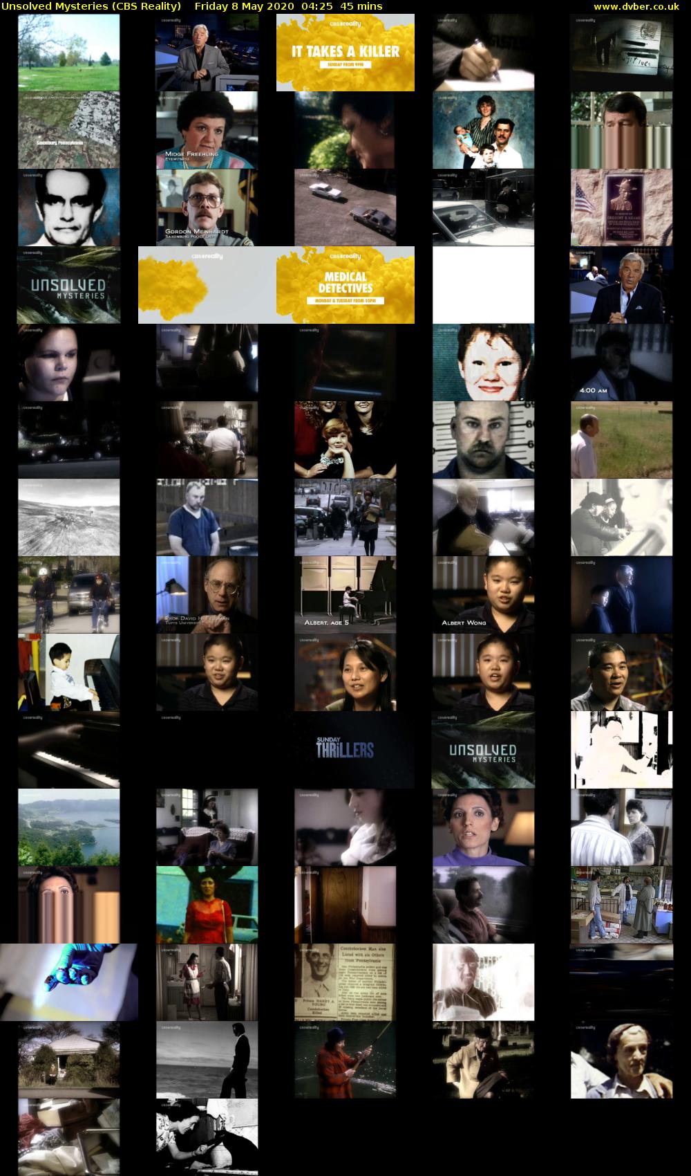 Unsolved Mysteries (CBS Reality) Friday 8 May 2020 04:25 - 05:10