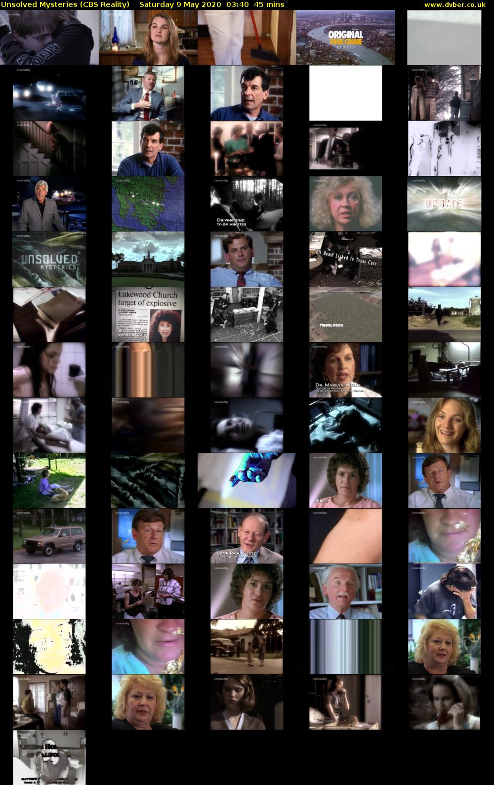 Unsolved Mysteries (CBS Reality) Saturday 9 May 2020 03:40 - 04:25