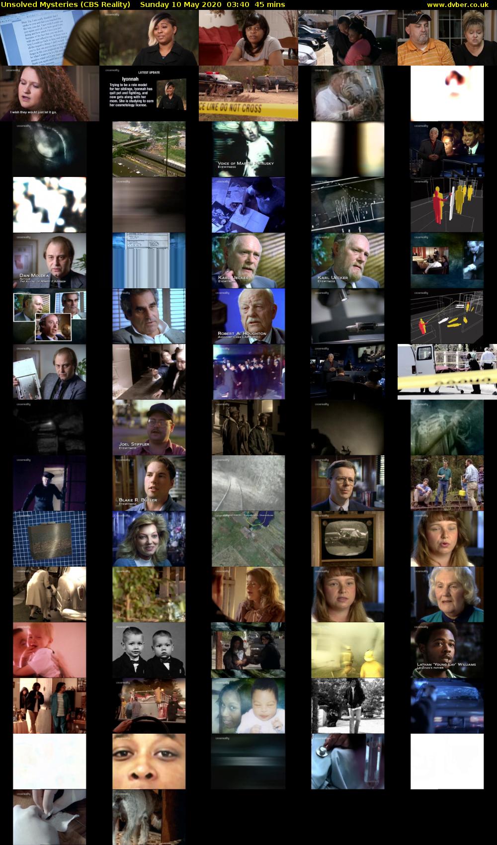 Unsolved Mysteries (CBS Reality) Sunday 10 May 2020 03:40 - 04:25