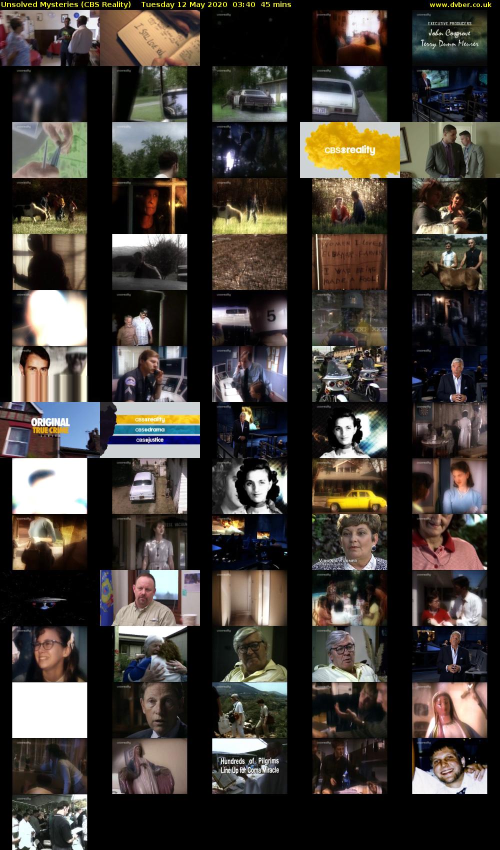 Unsolved Mysteries (CBS Reality) Tuesday 12 May 2020 03:40 - 04:25