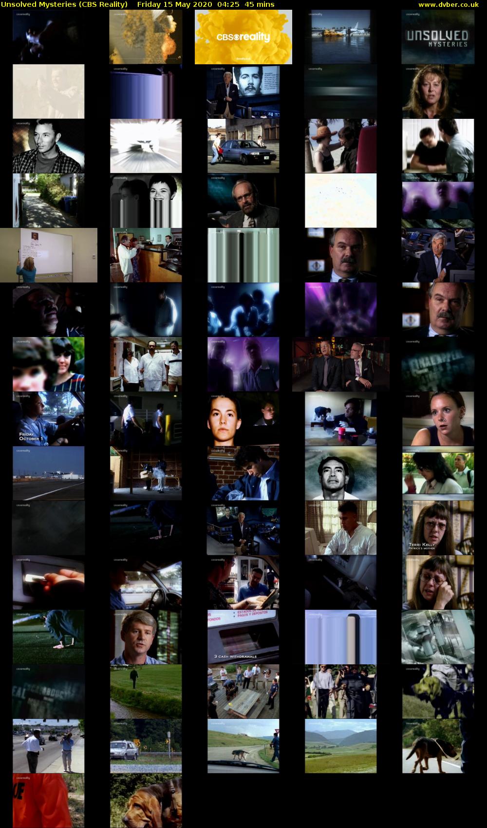 Unsolved Mysteries (CBS Reality) Friday 15 May 2020 04:25 - 05:10