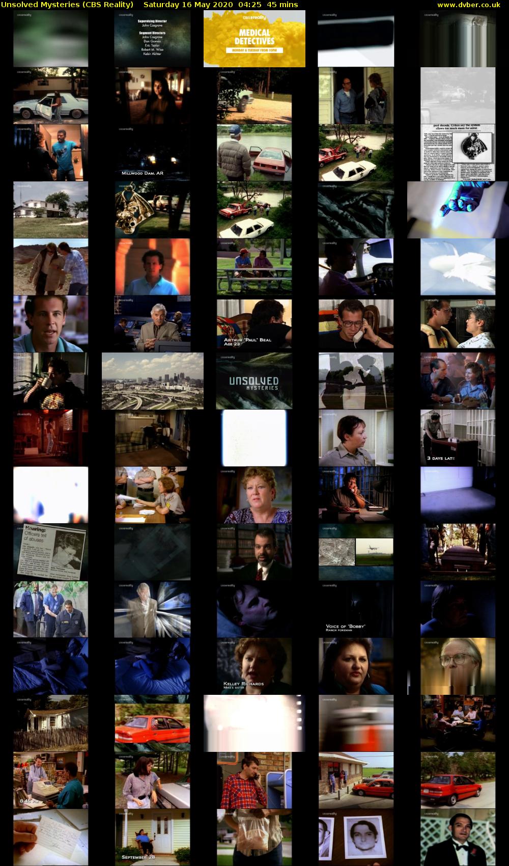Unsolved Mysteries (CBS Reality) Saturday 16 May 2020 04:25 - 05:10