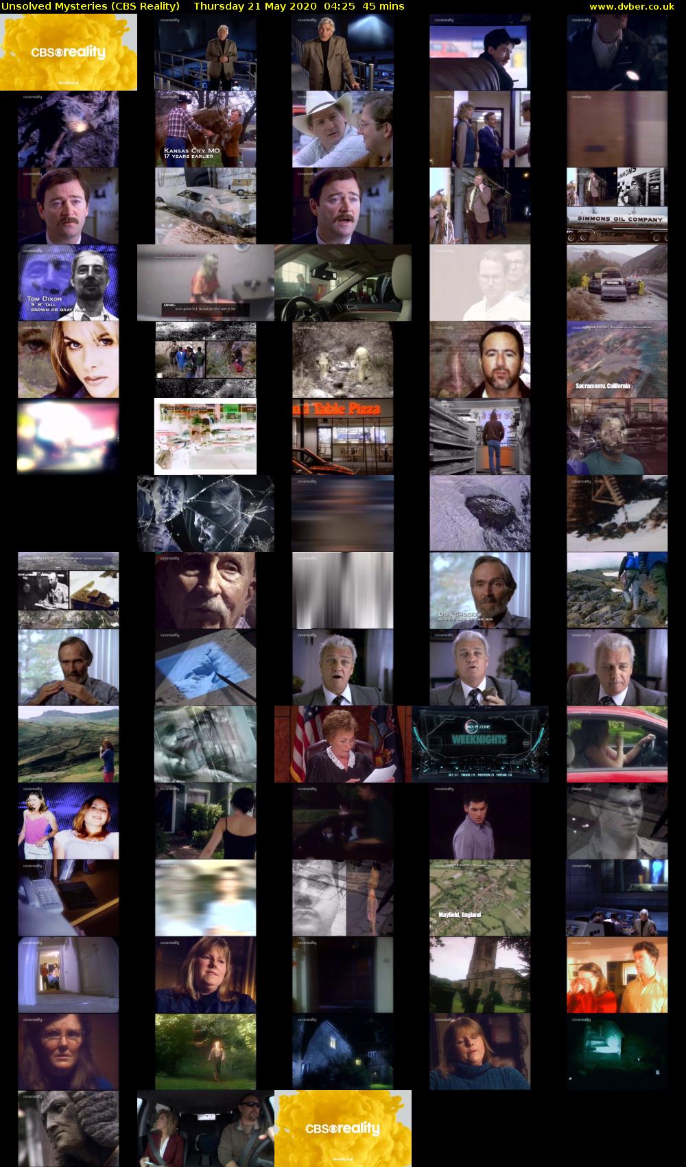 Unsolved Mysteries (CBS Reality) Thursday 21 May 2020 04:25 - 05:10