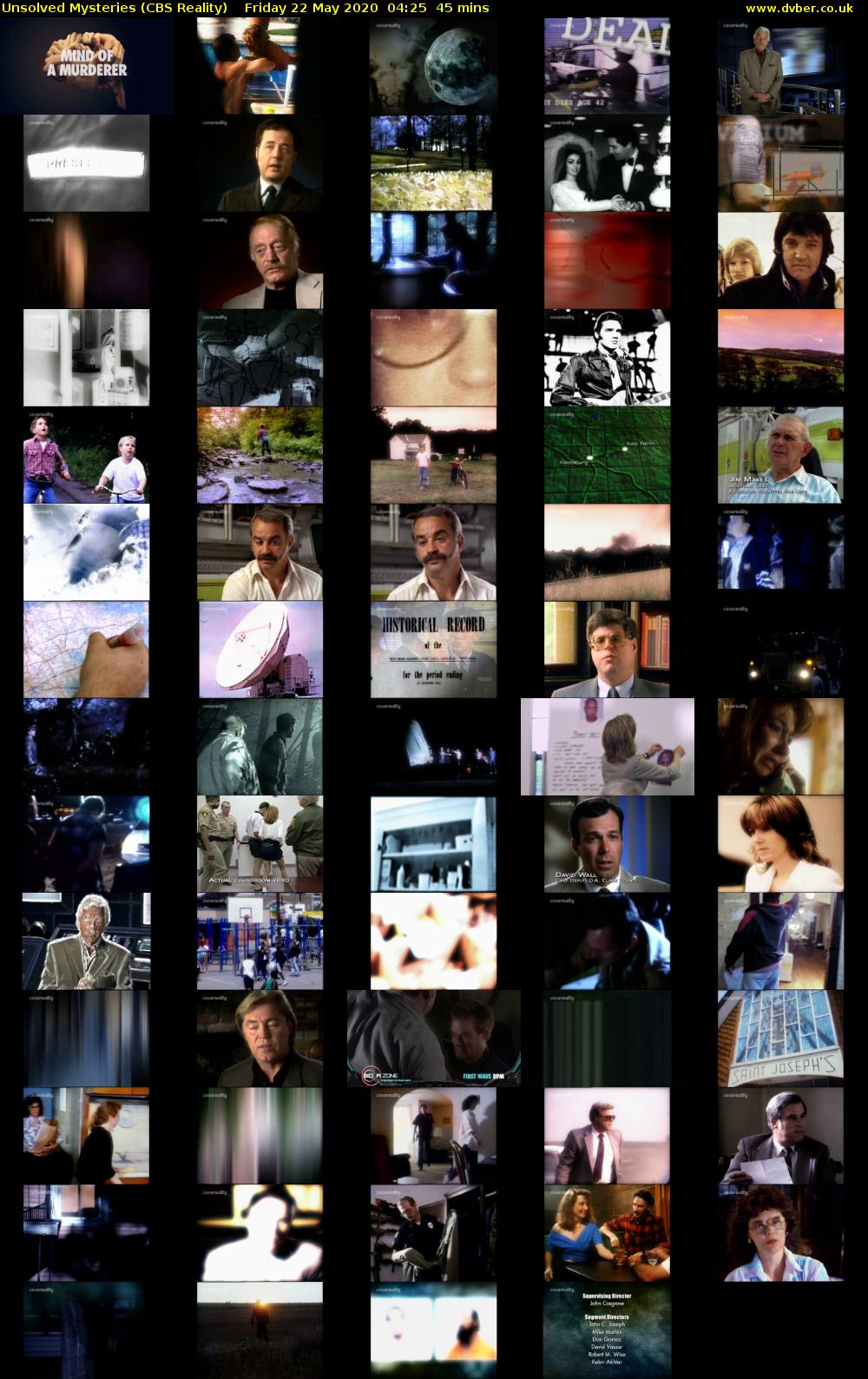 Unsolved Mysteries (CBS Reality) Friday 22 May 2020 04:25 - 05:10