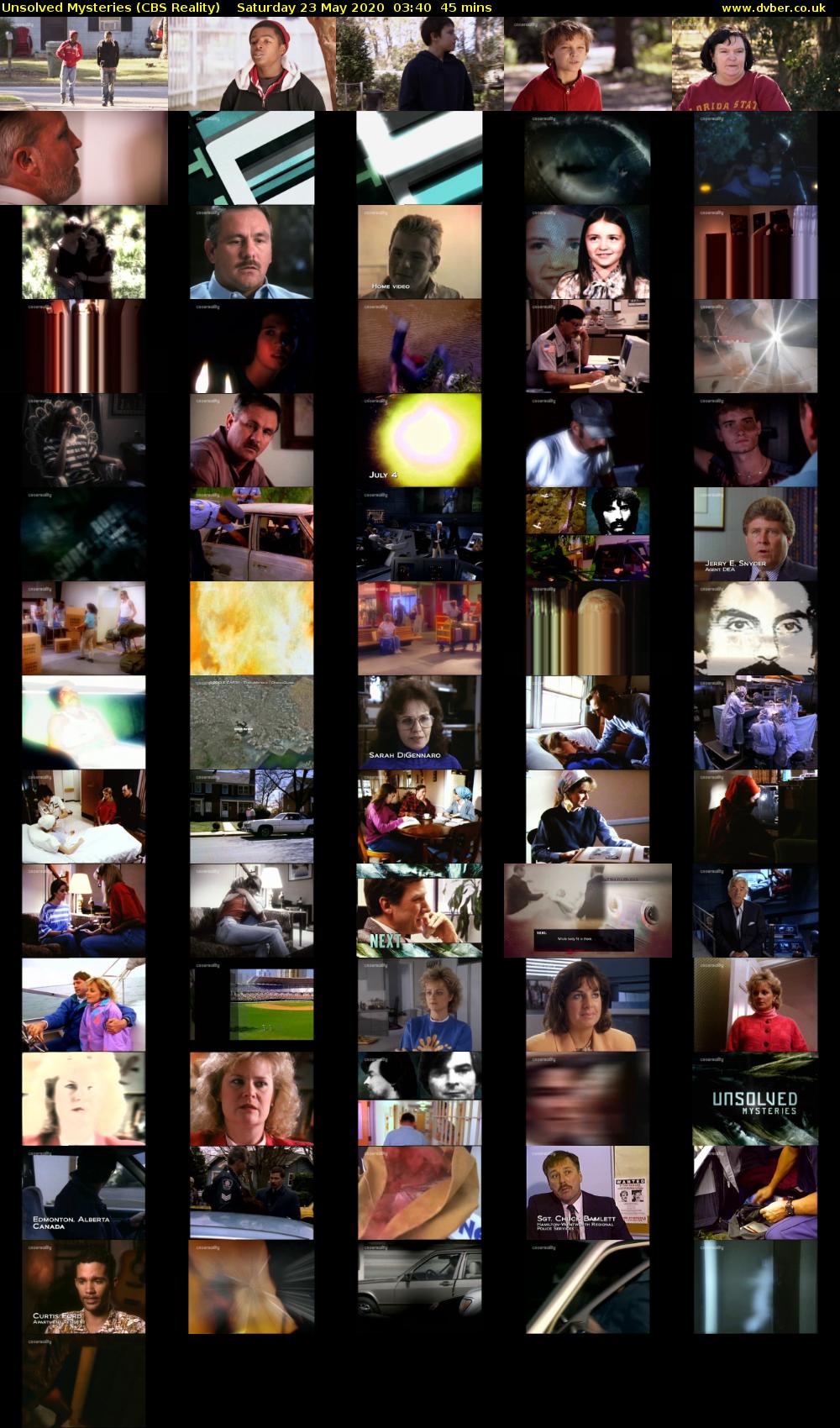 Unsolved Mysteries (CBS Reality) Saturday 23 May 2020 03:40 - 04:25