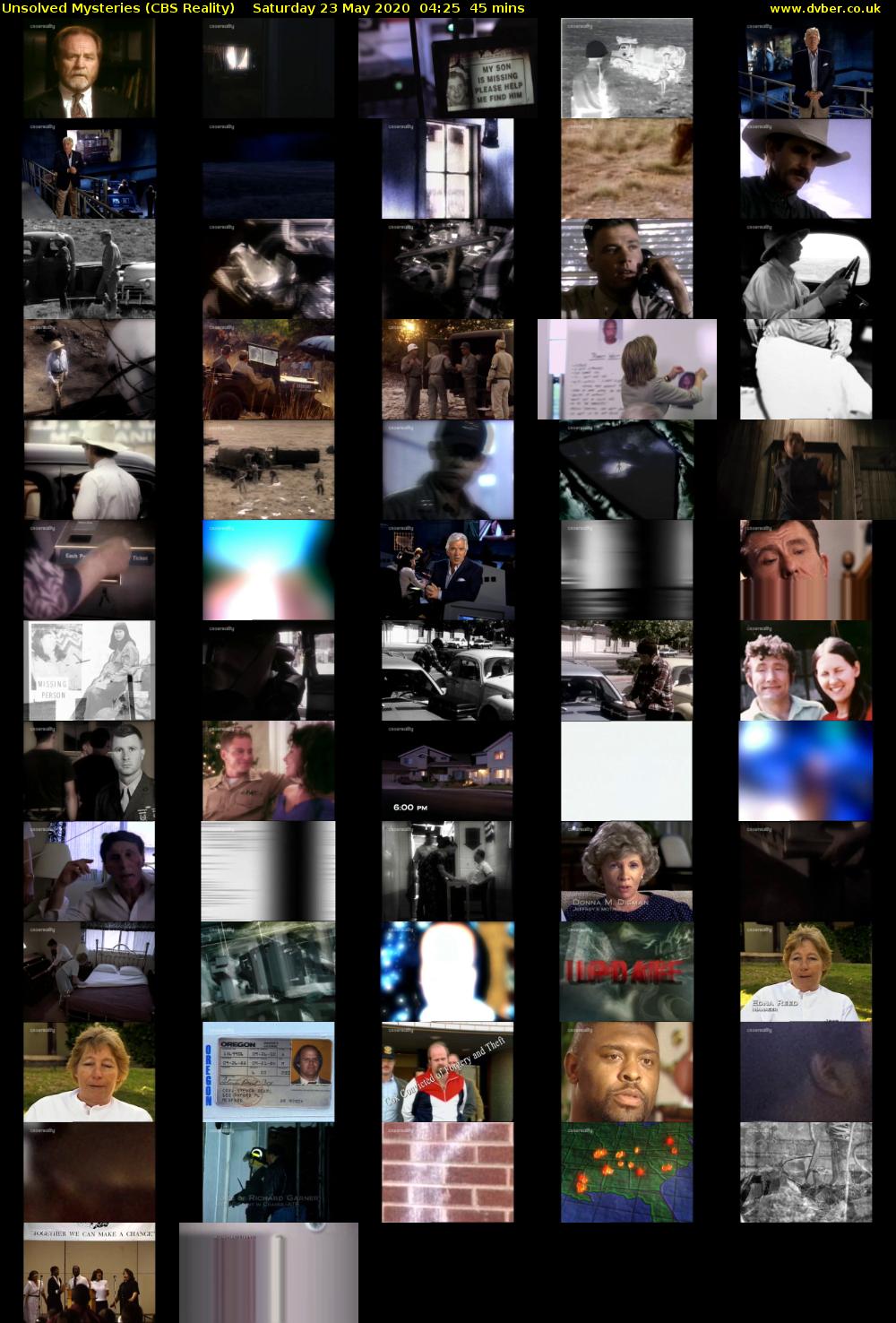 Unsolved Mysteries (CBS Reality) Saturday 23 May 2020 04:25 - 05:10