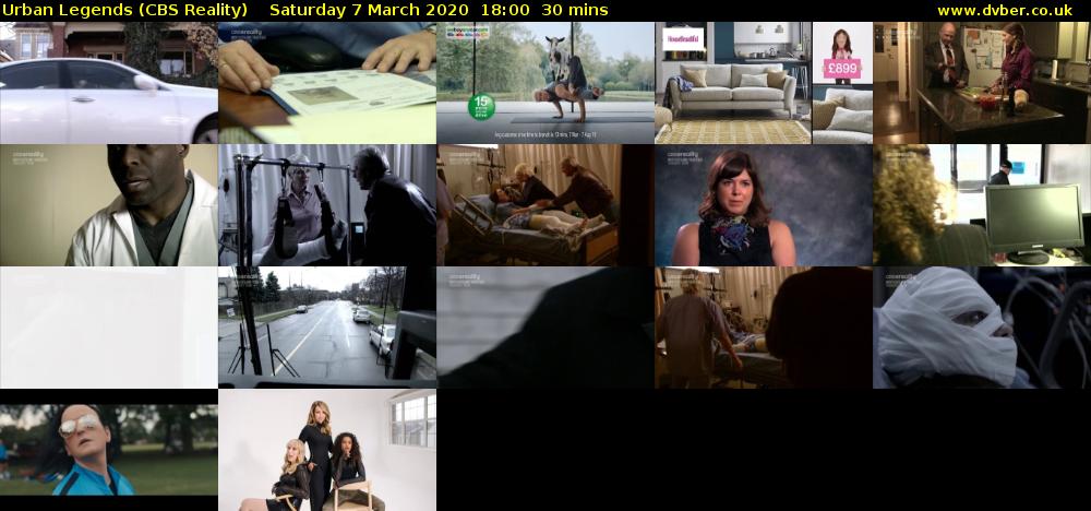 Urban Legends (CBS Reality) Saturday 7 March 2020 18:00 - 18:30