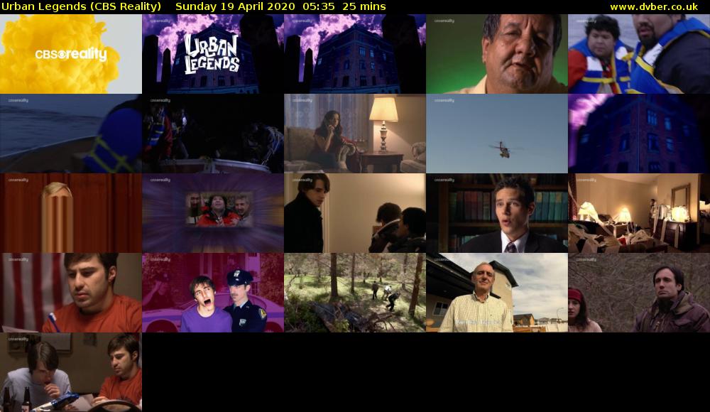 Urban Legends (CBS Reality) Sunday 19 April 2020 05:35 - 06:00
