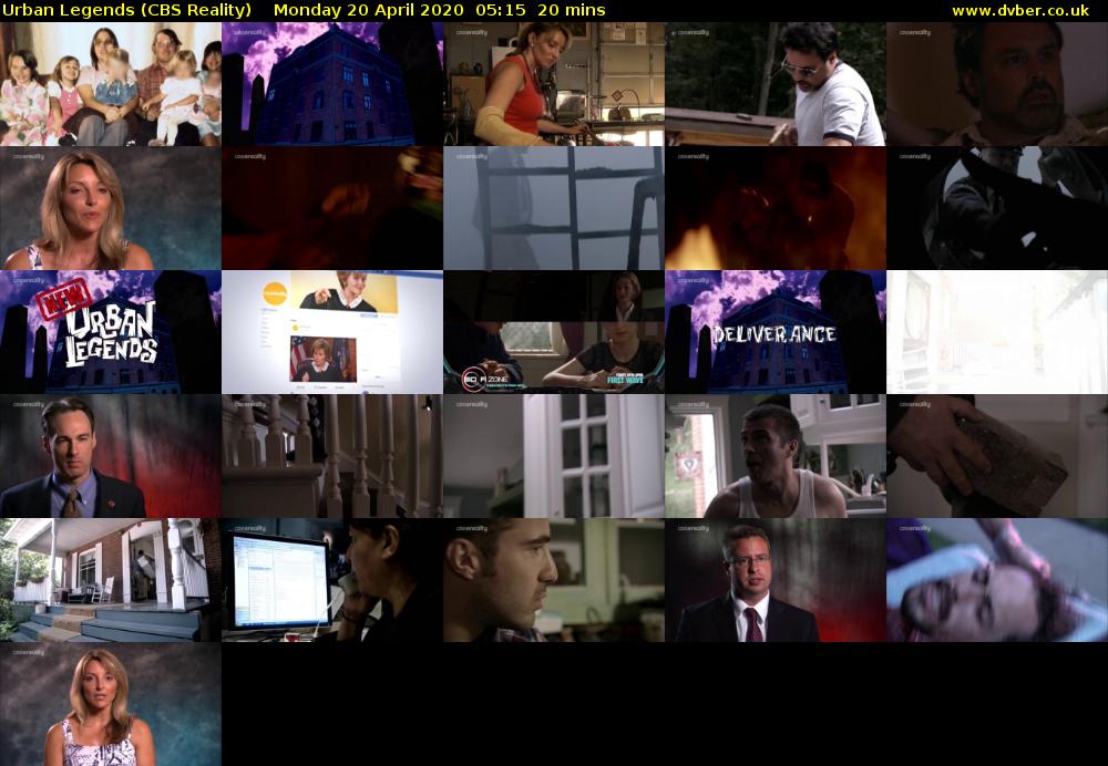 Urban Legends (CBS Reality) Monday 20 April 2020 05:15 - 05:35