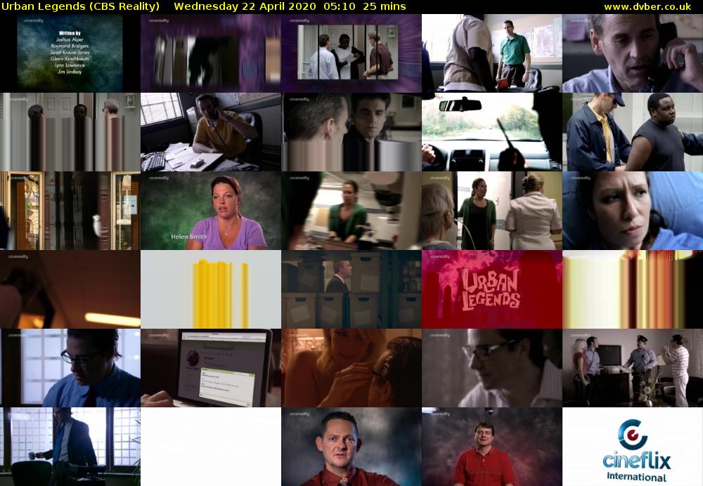 Urban Legends (CBS Reality) Wednesday 22 April 2020 05:10 - 05:35