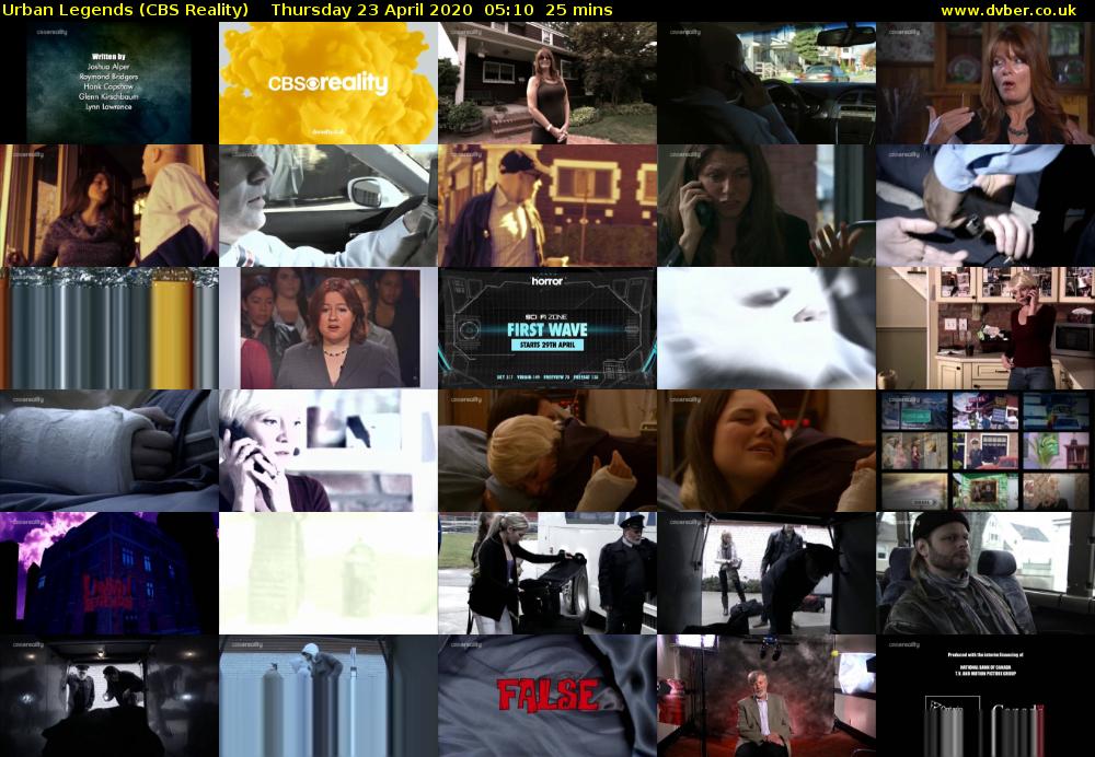 Urban Legends (CBS Reality) Thursday 23 April 2020 05:10 - 05:35
