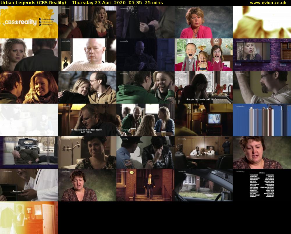 Urban Legends (CBS Reality) Thursday 23 April 2020 05:35 - 06:00