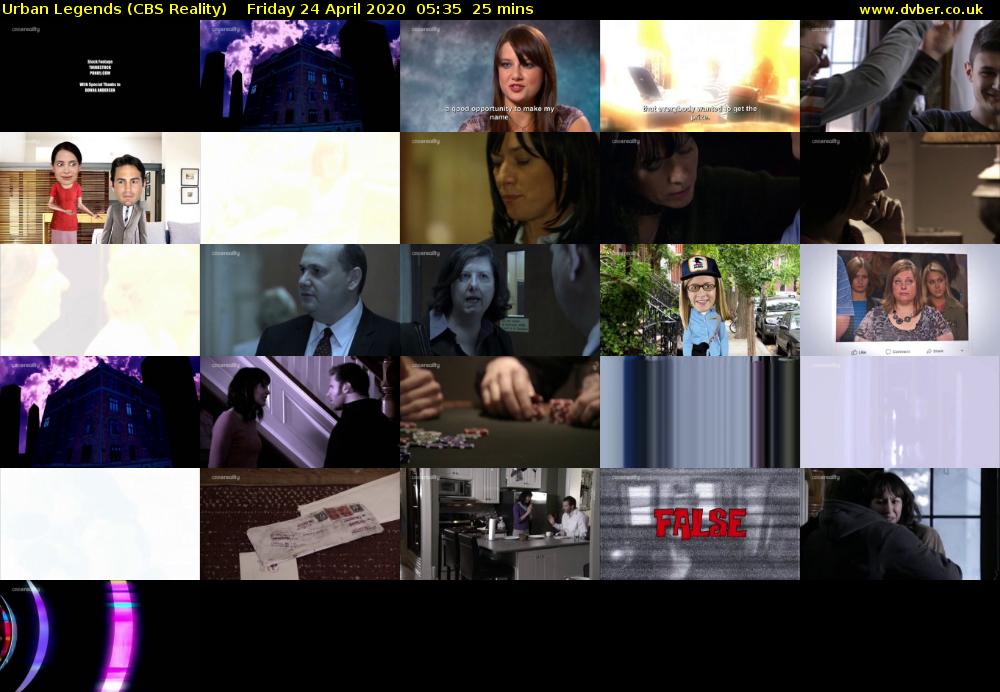 Urban Legends (CBS Reality) Friday 24 April 2020 05:35 - 06:00