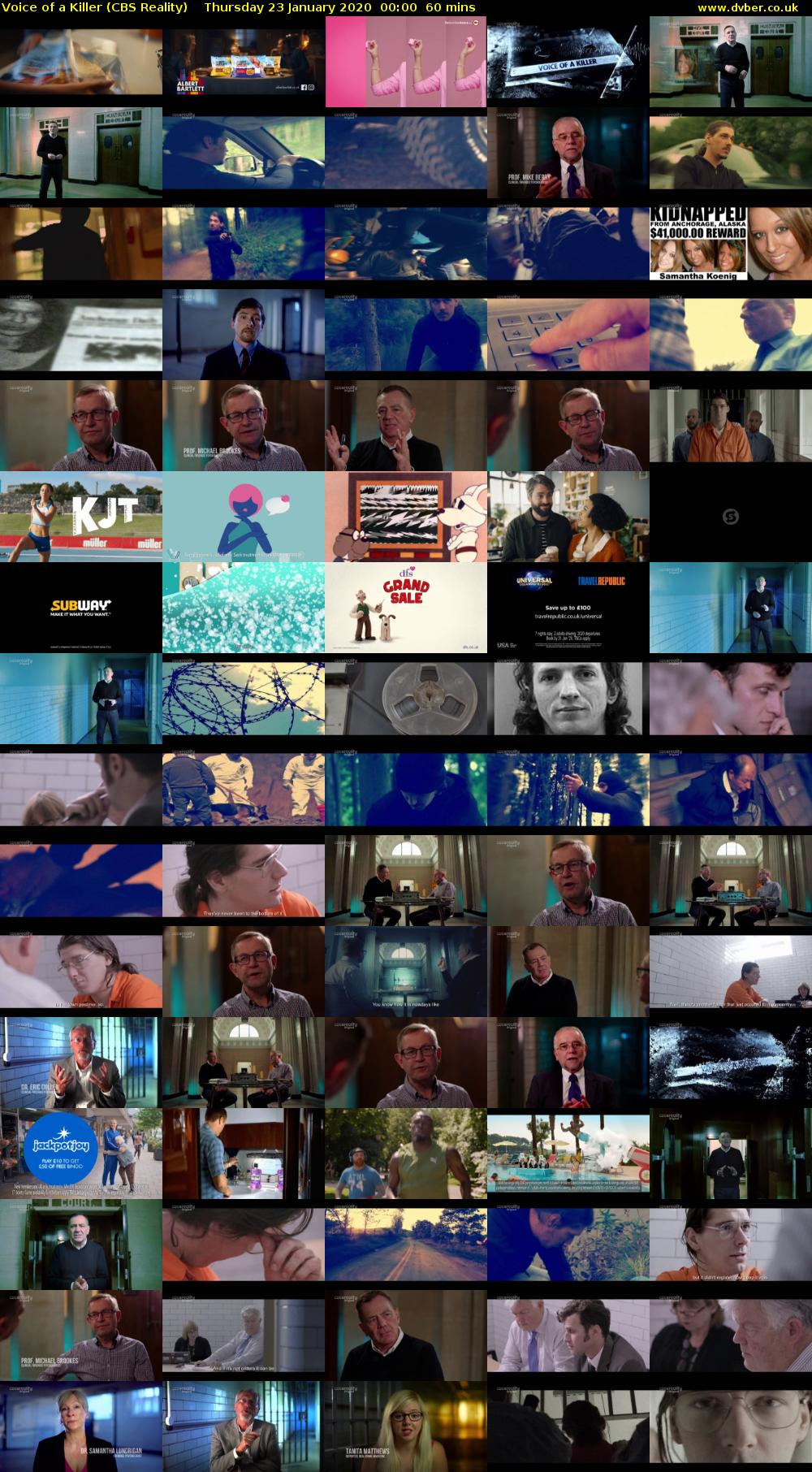 Voice of a Killer (CBS Reality) Thursday 23 January 2020 00:00 - 01:00