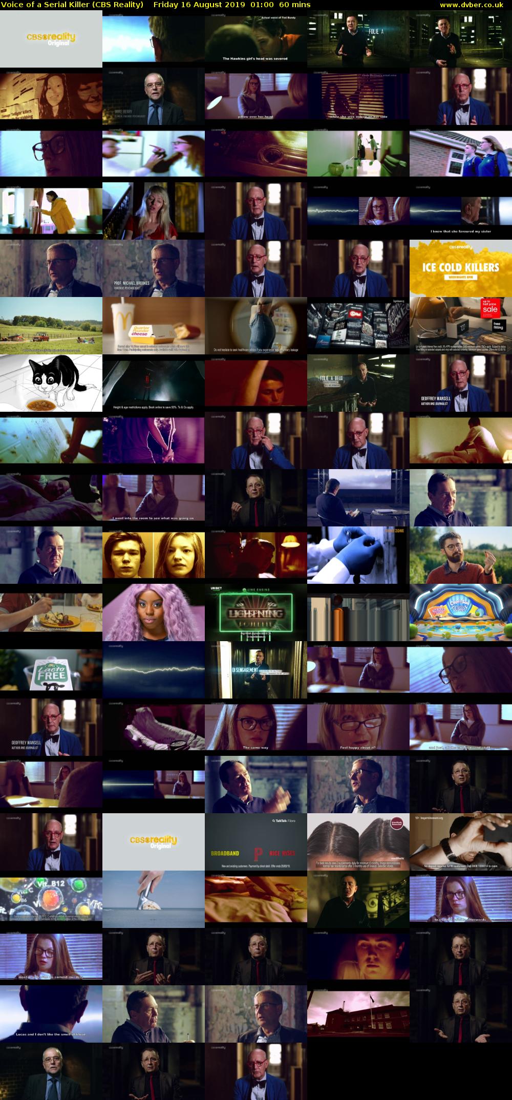 Voice of a Serial Killer (CBS Reality) Friday 16 August 2019 01:00 - 02:00