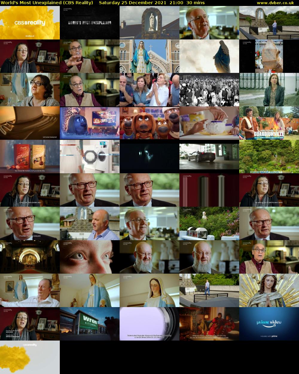 World's Most Unexplained (CBS Reality) Saturday 25 December 2021 21:00 - 21:30
