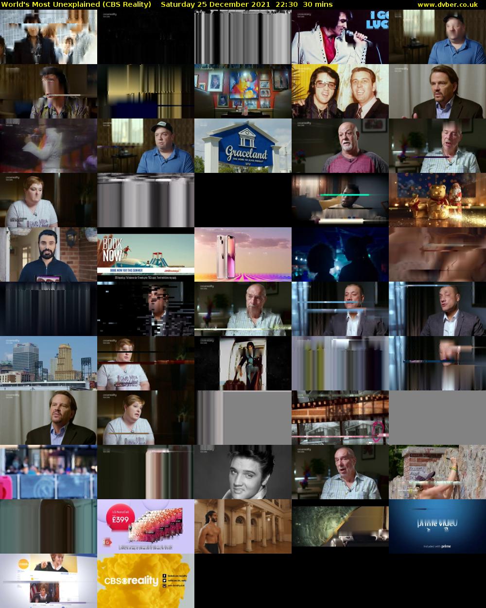 World's Most Unexplained (CBS Reality) Saturday 25 December 2021 22:30 - 23:00