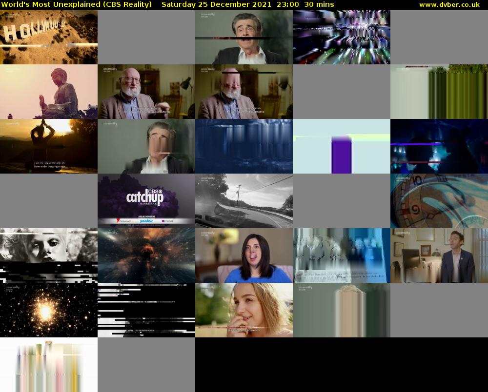World's Most Unexplained (CBS Reality) Saturday 25 December 2021 23:00 - 23:30