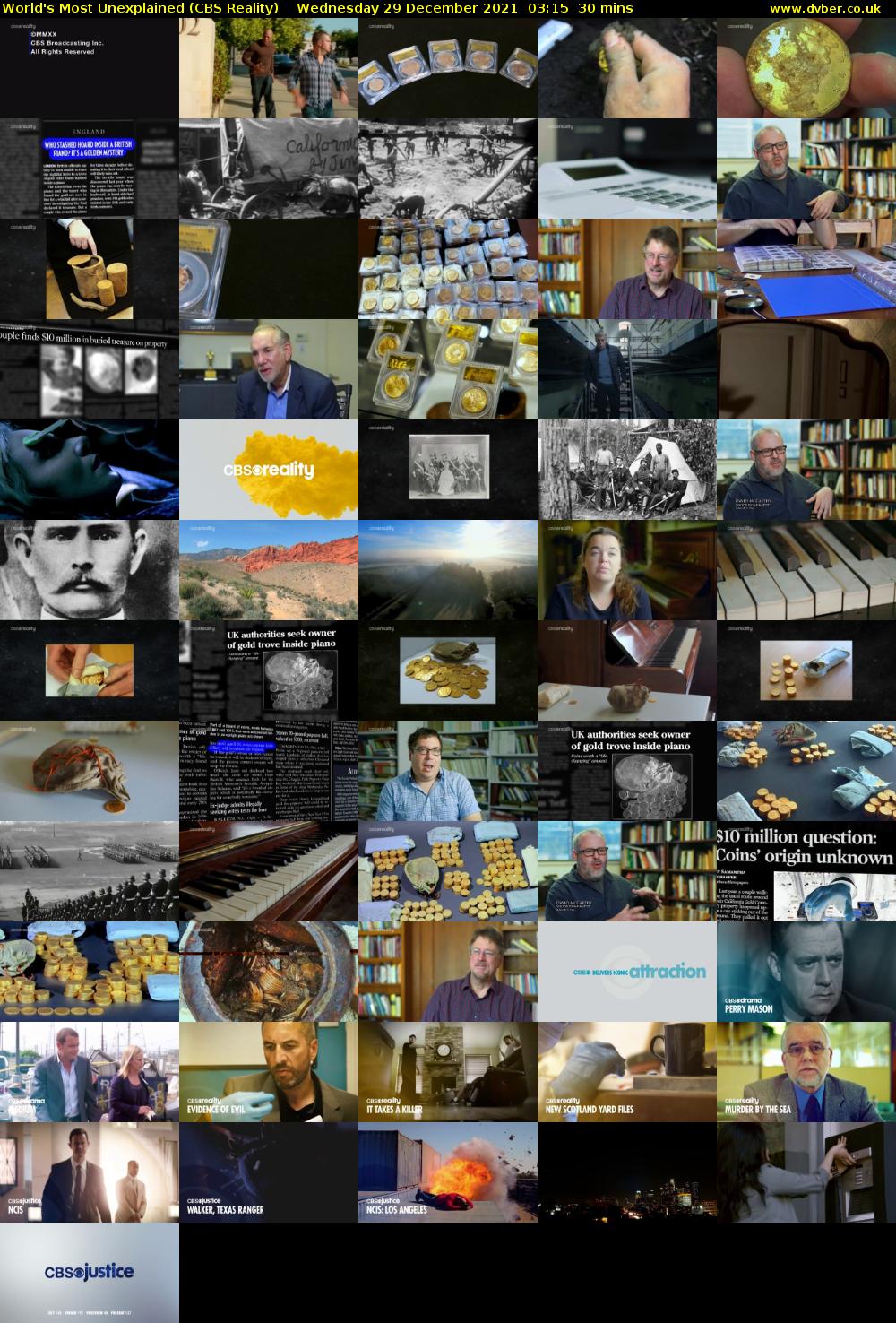 World's Most Unexplained (CBS Reality) Wednesday 29 December 2021 03:15 - 03:45