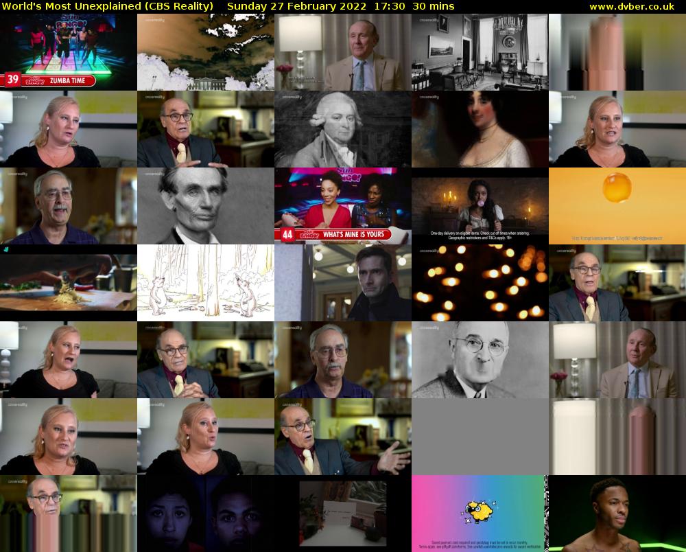 World's Most Unexplained (CBS Reality) Sunday 27 February 2022 17:30 - 18:00