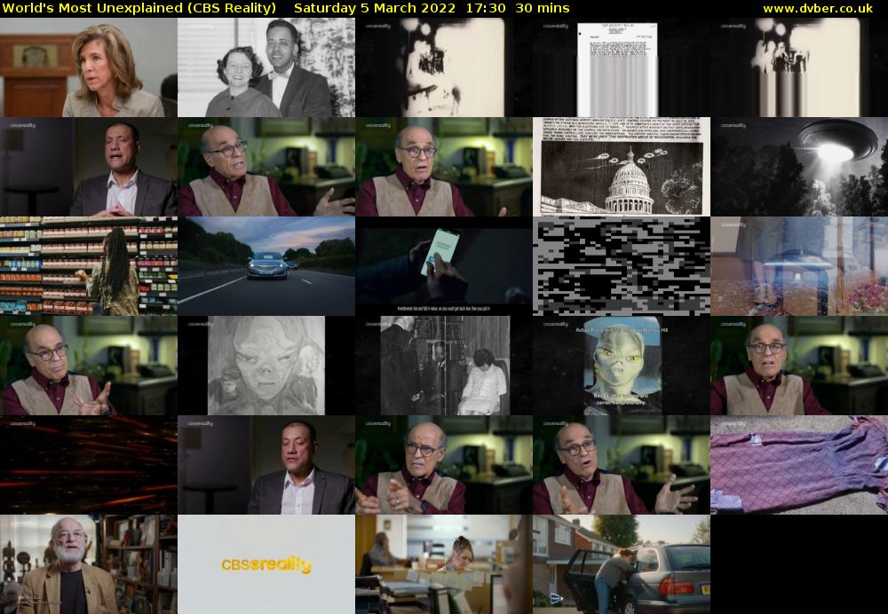 World's Most Unexplained (CBS Reality) Saturday 5 March 2022 17:30 - 18:00