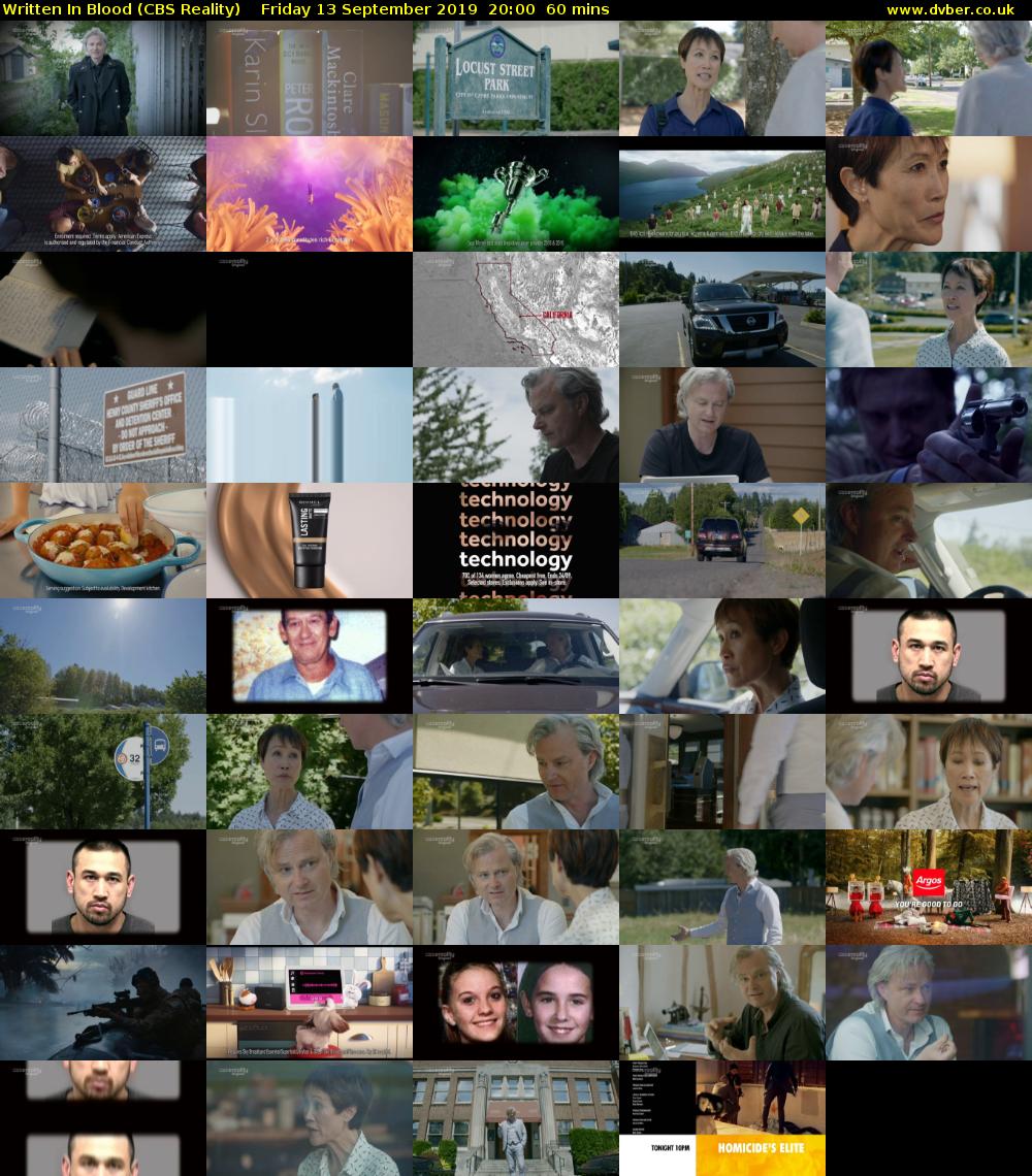 Written In Blood (CBS Reality) Friday 13 September 2019 20:00 - 21:00